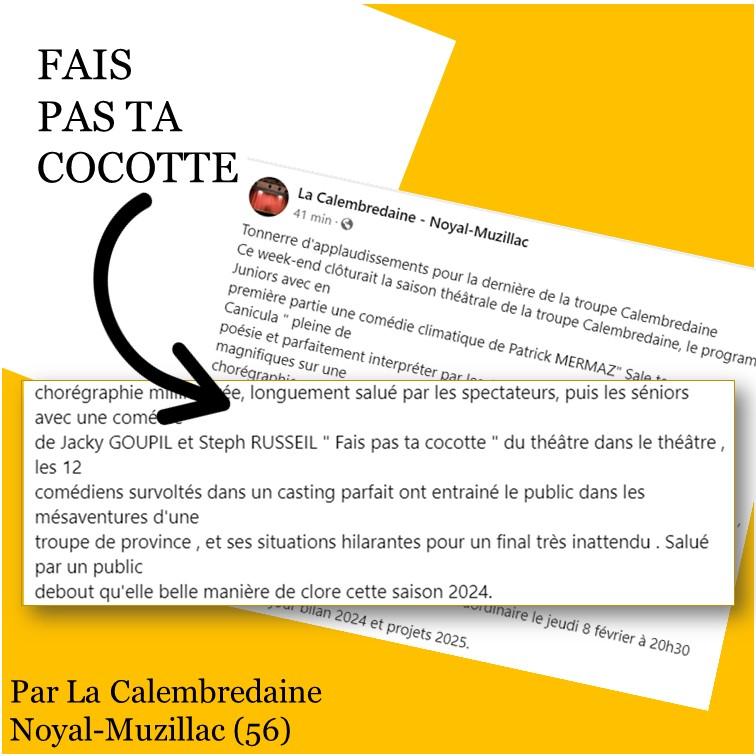 Fais pas ta cocotte la calembredaine theatre avis