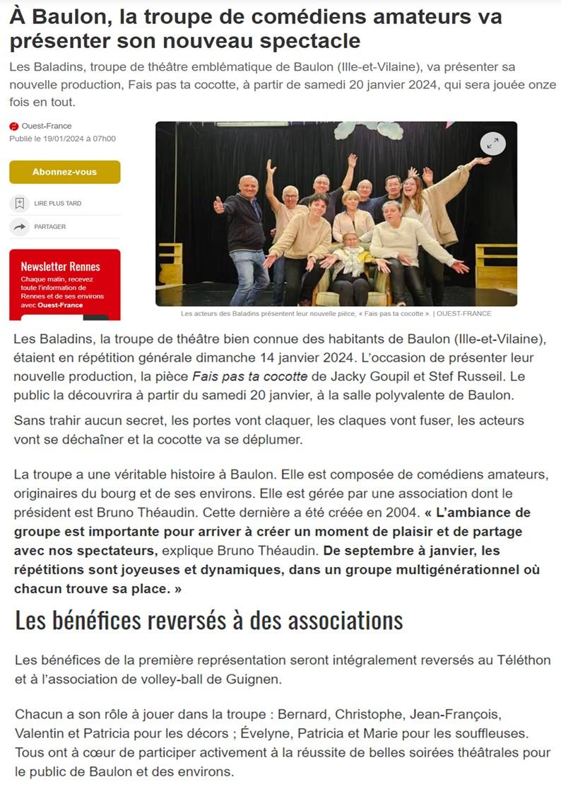 Fais pas ta cocotte theatre par les baladins de baulon