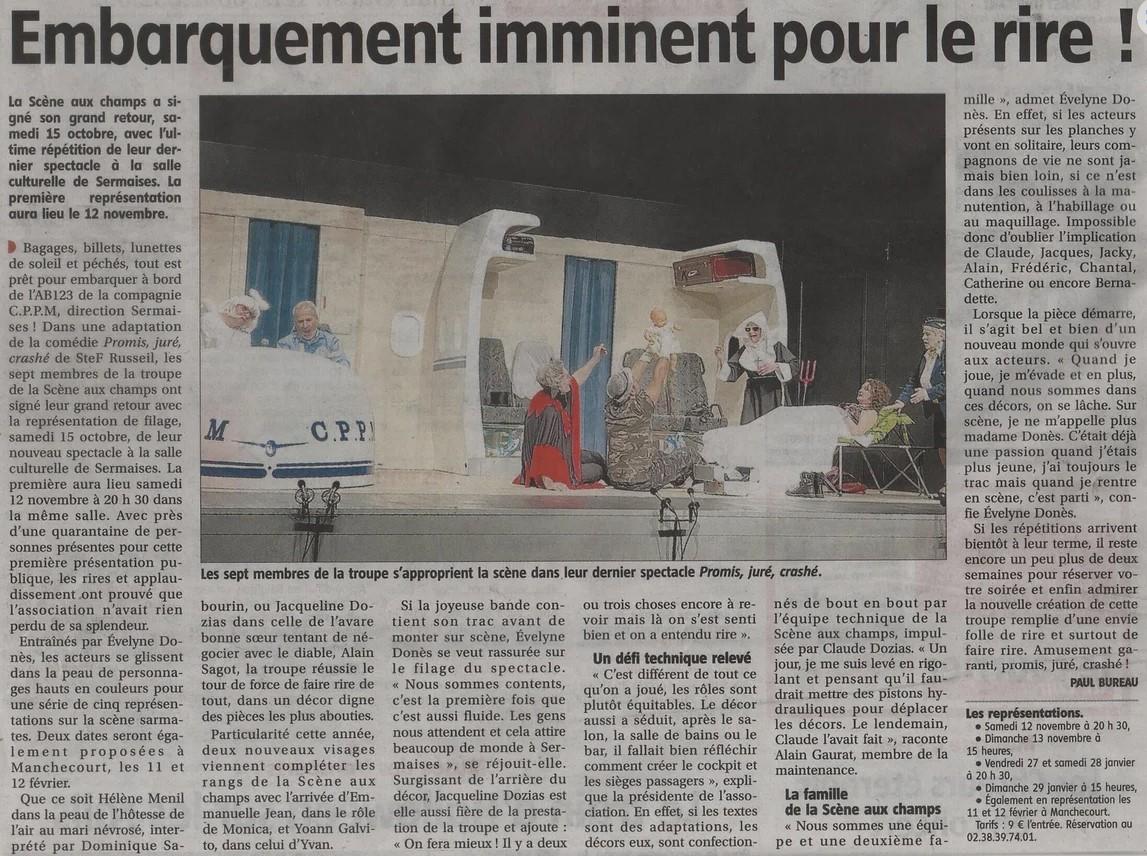Le courrier du Loiret, article de presse sur une comédie théâtrale de SteF RusseiL